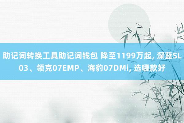 助记词转换工具助记词钱包 降至1199万起, 深蓝SL03、领克07EMP、海豹07DMi, 选哪款好